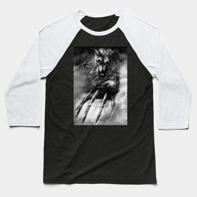 Werewolf Baseball T-Shirt by DougSQ